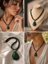 Collana di malachite con pendente a goccia — la fotografia in bottega