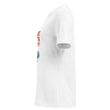 T-shirt donna morbida bianca, vista laterale sinistra con stampa More Pasta Less Drama sul fronte
